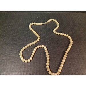 25" Vintage Faux Pearl Necklace with Silver Hook Closure